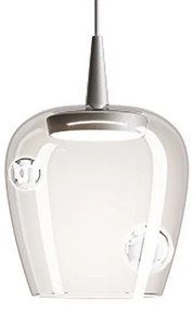 Κρεμαστό Φωτιστικό Οροφής LED 8W Ασημί Βάση IP40 Φ18cm 2700K Dimmable Bilia Zafferano-LBA3001-Διάφανο LBA3001