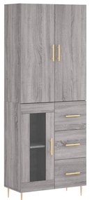 vidaXL Ντουλάπι Γκρι Sonoma 69,5 x 34 x 180 εκ. Επεξεργασμένο Ξύλο