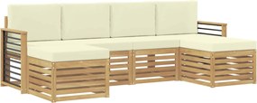 vidaXL Σειρά Καναπέ Εξωτερικού 6 pcs Λευκό και Κρεμ