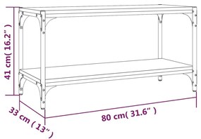 Έπιπλο Τηλεόρασης Καπνιστή Δρυς 80x33x41 εκ Επεξ. Ξύλο &amp; Ατσάλι - Καφέ