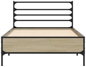 vidaXL Πλαίσιο Κρεβατιού Sonoma Δρυς 90x200 εκ. Επεξ. Ξύλο &amp; Μέταλλο