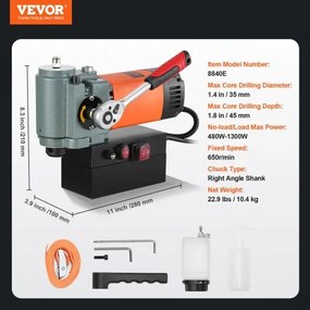 VEVOR Magnetic Drill Press 1300W Low Profile Mag Drill Light Weight Portable