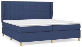 Κρεβάτι Boxspring με Στρώμα Μπλε 200x200 εκ. Υφασμάτινο - Μπλε