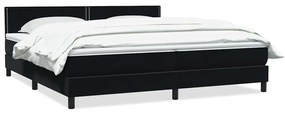 Box Spring Κρεβάτι με στρώμα Μαύρο 180x220 cm Βελούδινο - Μαύρο