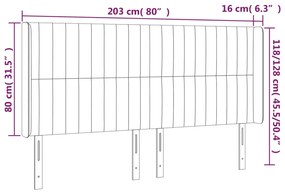 Κεφαλάρι Κρεβατιού LED Σκούρο Καφέ 203x16x118/128εκ. Υφασμάτινο 3124311