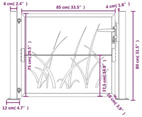 ΠΥΛΗ ΚΗΠΟΥ ΜΕ ΣΧΕΔΙΟ ΓΡΑΣΙΔΙ ΑΝΘΡΑΚΙ 105X80 ΕΚ. ΑΤΣΑΛΙΝΗ 153166