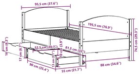 ΣΚΕΛΕΤΟΣ ΚΡΕΒΑΤΙΟΥ ΧΩΡΙΣ ΣΤΡΩΜΑ 90X190 ΕΚ ΜΑΣΙΦ ΞΥΛΟ ΠΕΥΚΟΥ 3301809