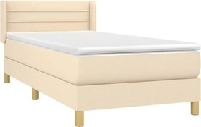vidaXL Κρεβάτι Boxspring με Στρώμα Κρεμ 90x190 εκ.Υφασμάτινο