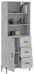 vidaXL Ντουλάπι Γκρι Σκυροδέματος 69,5x34x180 εκ. Επεξεργασμένο Ξύλο