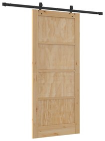 vidaXL Συρόμενη Πόρτα με Σετ Εξαρτημάτων 86x198.5 εκ. Μασίφ Ξύλο Πεύκου