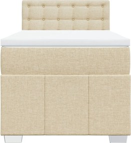 vidaXL Κρεβάτι Boxspring με Στρώμα Κρεμ 90x200 εκ.Υφασμάτινο