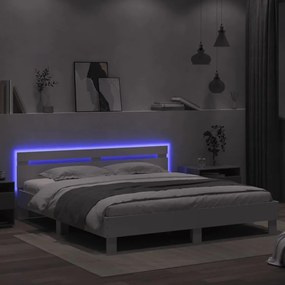 vidaXL Πλαίσιο Κρεβατιού με Κεφαλάρι/LED Λευκό 180x200 εκ