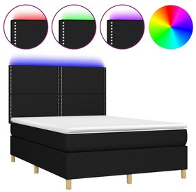 ΚΡΕΒΑΤΙ BOXSPRING ΜΕ ΣΤΡΩΜΑ &amp; LED ΜΑΥΡΟ 140X190 ΕΚ. ΥΦΑΣΜΑΤΙΝΟ 3135351