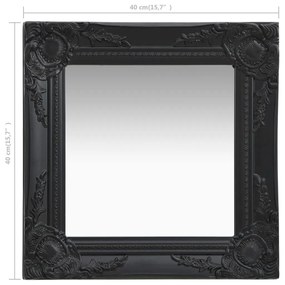 Καθρέφτης Τοίχου με Μπαρόκ Στιλ Μαύρος 40 x 40 εκ. - Μαύρο