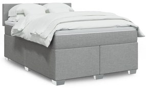 vidaXL Κρεβάτι Boxspring με Στρώμα Ανοιχτό Γκρι 140x190 εκ. Υφασμάτινο