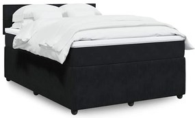 vidaXL Κρεβάτι Boxspring με Στρώμα Μαύρο 160x200 εκ. Βελούδινο