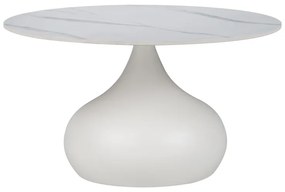 Intrahome Τραπέζι σαλονιού Kirkene intrahome sintered stone σε απόχρωση λευκό μαρμάρου με λευκό μέταλλο Φ70x40εκ | SKU: INTRAPA-130111389