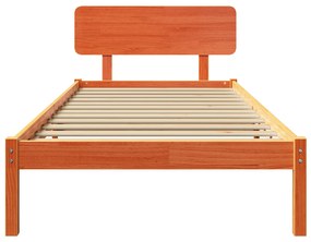vidaXL Κρεβάτι με κεφαλάρι Καφέ Κερωμένο 100x200 εκ Μασίφ ξύλο πεύκου