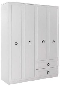 Megapap Ντουλάπα Ρούχων Hampton Τετράφυλλη Λευκό 140x52x185εκ.