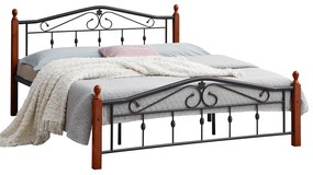 Κρεβάτι Διπλό ArteLibre TULLY Μαύρο/Βελανιδιά Μέταλλο/Ξύλο (Στρώμα 150x200cm)
