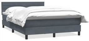 vidaXL Κρεβάτι Boxspring με Στρώμα Σκούρο Γκρι 140x210 εκ. Βελούδινο