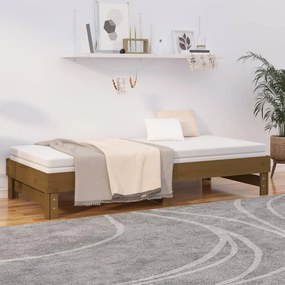 Καναπές Κρεβάτι Συρόμενος Μελί 2x(100x200) εκ. από Μασίφ Πεύκο - Καφέ