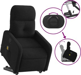 vidaXL Πολυθρόνα Μασάζ Ανακλινόμενη με Ανύψωση Μαύρη Υφασμάτινη