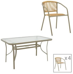 Σετ κήπου - Τραπεζαρία Lindaria - Ensure 5 τεμ. μέταλλο - γυαλί σαμπανιζέ 140x80x70 εκ. 140x80x70 εκ.