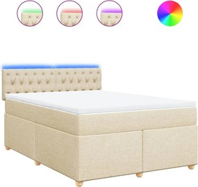 vidaXL Κρεβάτι Boxspring με Στρώμα Κρεμ 160x200 εκ. Υφασμάτινο