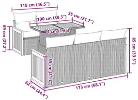 Σετ Καναπέ Κήπου 6 τεμ Μπεζ Συνθετικό Ρατάν με Μαξιλάρια Ακακία - Μπεζ