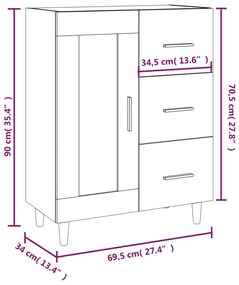 Ντουλάπι Γυαλιστερό Λευκό 69,5x34x90 εκ. Επεξεργασμένο Ξύλο - Λευκό