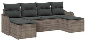 vidaXL Σετ Καναπέ Κήπου με μαξιλάρι 6 pcs Γκρι Πολυ ράταν