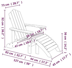 Καρέκλα Κήπου Adirondack Λευκή από HDPE με Υποπόδιο &amp; Τραπεζάκι - Λευκό