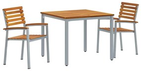 vidaXL Σέτ φαγητού για κήπο 3 pcs Γκρι και καφέ 90 x 90 x 75 cm