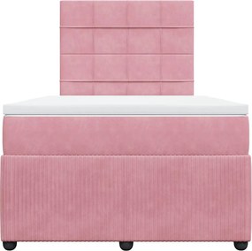 vidaXL Κρεβάτι Boxspring με Στρώμα Ροζ 120x190 εκ. Βελούδινο