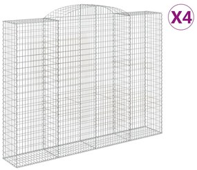 vidaXL Συρματοκιβώτια Τοξωτά 4 τεμ. 300x50x220/240 εκ. Γαλβαν. Ατσάλι