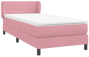 vidaXL Κρεβάτι Boxspring με Στρώμα Ροζ 90x220 εκ. Βελούδινο