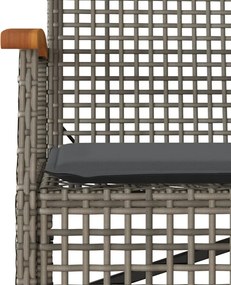 vidaXL Σετ Τραπεζαρίας Κήπου 3 τεμ. Γκρι Συνθ. Ρατάν με Μαξιλάρια