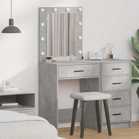 vidaXL Τραπέζι Μακιγιάζ με LED Φωτάκια σε Γκρι σκυρόδεμα, 50x41x135 εκ.