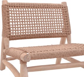 Πολυθρόνα Wanderlene pakoworld σκελετός teak ξύλο με σχοινί σε φυσική απόχρωση 67x79x68εκ