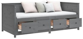 vidaXL 820387  Καναπές Κρεβάτι Γκρί 100 x 200εκ. από Μασίφ Ξύλο Πεύκου
