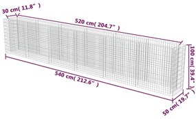 Συρματοκιβώτιο-Γλάστρα Υπερυψωμένη 540x50x100 εκ. Γαλβ. Χάλυβας - Ασήμι