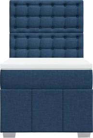 vidaXL Κρεβάτι Boxspring με Στρώμα Μπλε 90x200 εκ.Υφασμάτινο
