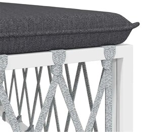 vidaXL Καναπές Κήπου Γωνιακός Λευκός από Πλεγμένο Ύφασμα με Μαξιλάρια