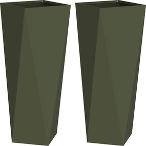 vidaXL Γλάστρα 2 pcs Ελιά Πράσινη 30 x 30 x 75 εκ Ατσάλι