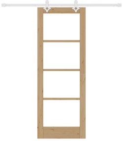 vidaXL Συρόμενη Πόρτα  με Σετ Εξαρτημάτων 73.5x198.5 cm Συμπαγούς Ξύλου Πεύκου