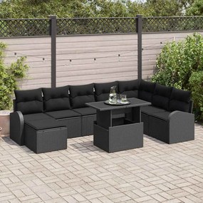 vidaXL Σετ Καναπέ Κήπου με αποθήκευση 9 pcs Μαύρο Πολυ ράταν