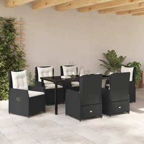 vidaXL Σετ Δείπνου Κήπου 7 κομματιών Μαύρο πολυ-ρατάν