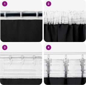 vidaXL Κουρτίνες Μαύρης Ύφανσης με Δαχτυλίδια 2 pcs Μαύρο