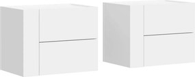 vidaXL Κομοδίνα Επιτοίχια 2 τεμ. Λευκά 45x30x35 εκ.